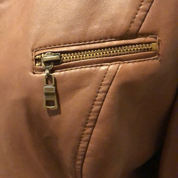 Camel Faux Leather Jacket - Picture 5 of 7